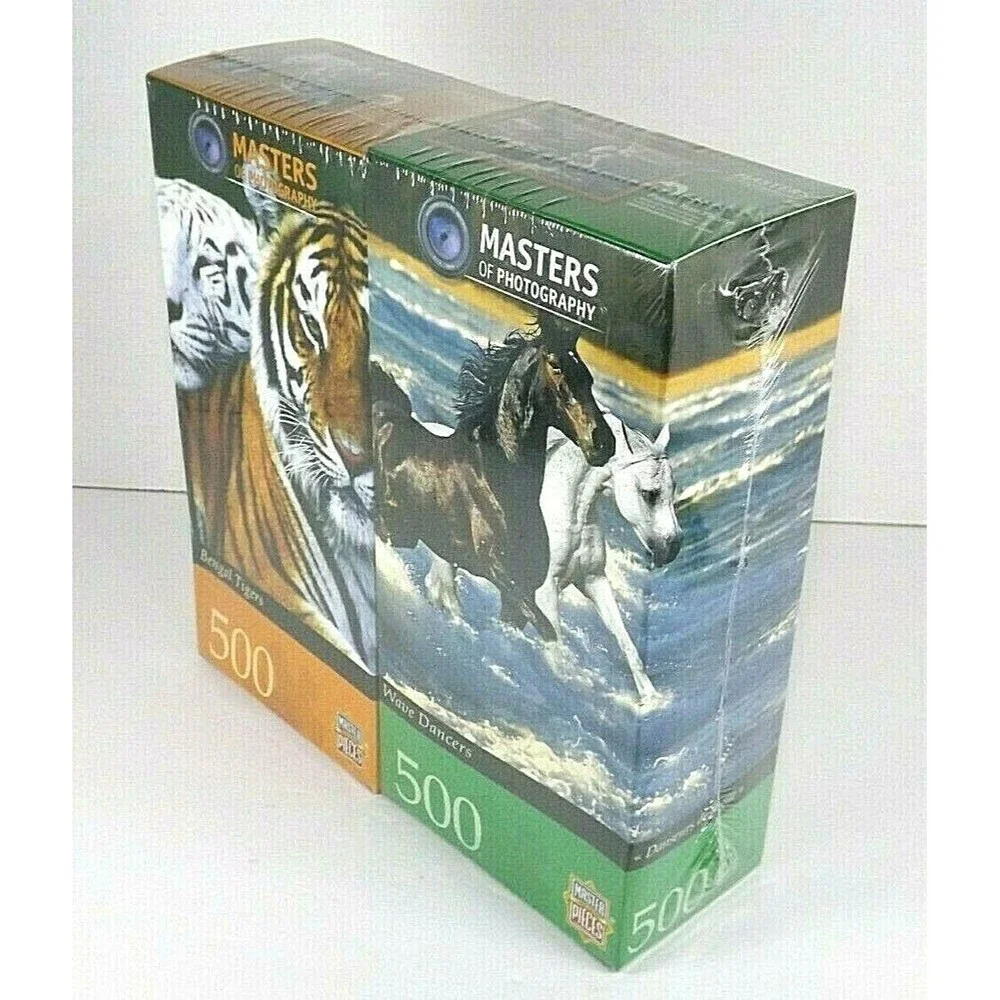 Master Pieces Jigsaw Puzzles 2 Pack Bengal Tigers & Wave Dancers Horses 500 Pcs